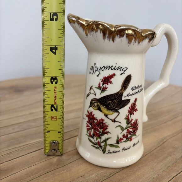 Vintage Wyoming Souvenir Creamer Pitcher 1960s Western Meadow Lark Cottagecore - Picture 10 of 11